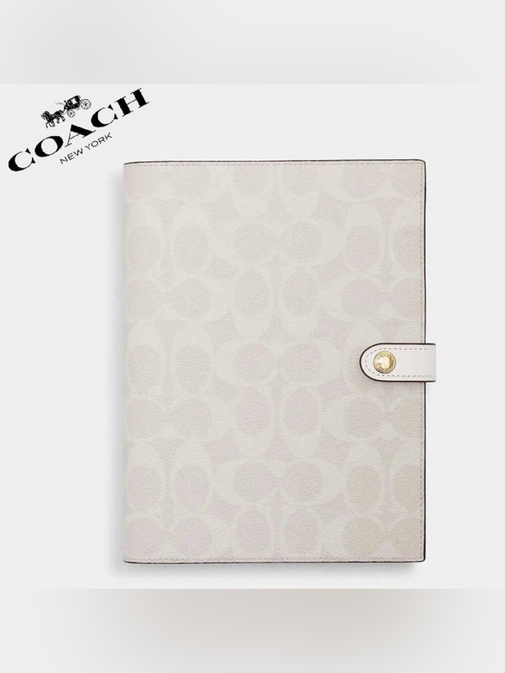 Coach Light Pink & White Signature Agenda Cover with Snap